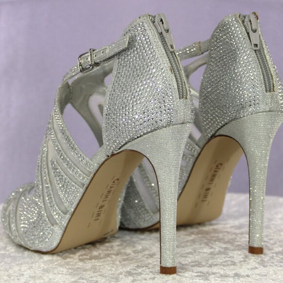 Gianni Bini Sharissah Silver Rhinestone High Heel Sandals Women’s 8.5M – NWB - Picture 4 of 11